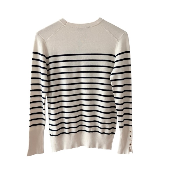 Zara Ivory and Dark Navy Stripe Sweater - Picture 2 of 12